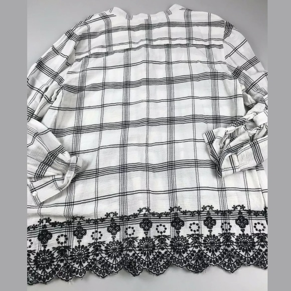 Style & Co White Gauze Eyelet Trim Knit Blouse XL - Picture 7 of 7